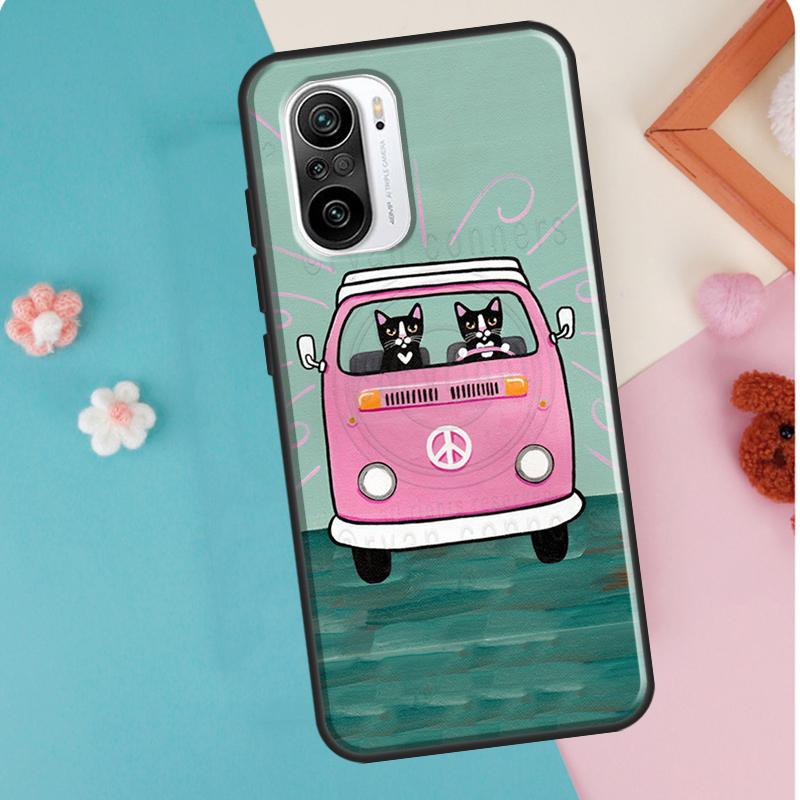 Pouzdro na kočku Hippy Peace Bus pro Xiaomi Mi 11T Pro 12 X 10T Mi 11 Lite kryt na telefon pro POCO X3 Pro GT X4 F3 M3 M4