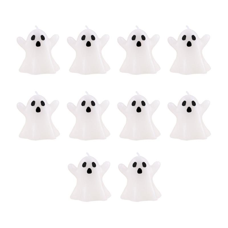 

Pack of 10 Funny Ghostly Shape Candle for Halloween Festivities Party Paraffin Wax Candle Table Centerpieces Decoration 1