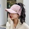 with Ear Flaps Winter Women's Hat Knitted Open-Top Ponytail Hat M Letter Baseball Cap  Teenage