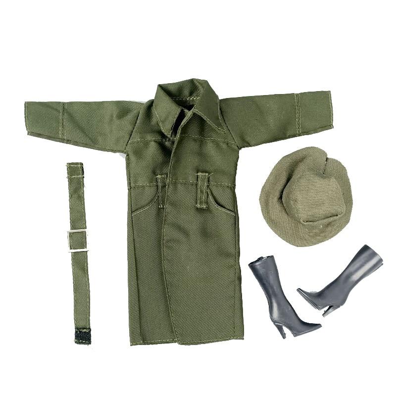 Verde Armată Modă de Iarnă Mânecă Lungă Topuri Palton Haine Păpușă pentru Păpușa Barbie Ținute Haine Pălărie Pantofi Set Îmbrăcăminte Copil Jucărie DIY