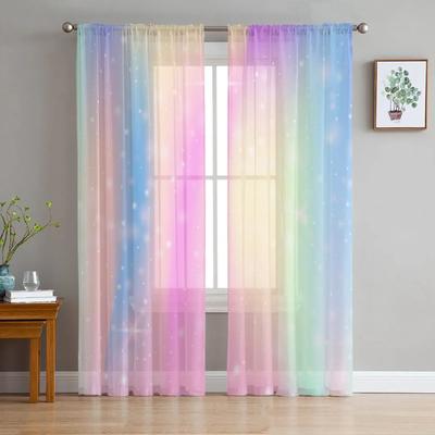 Rainbow Starlight Dream szyfonowe przezroczyste zasłony do salonu dekoracje do wnętrz do sypialni okno woale tiulowe zasłony kurtyna