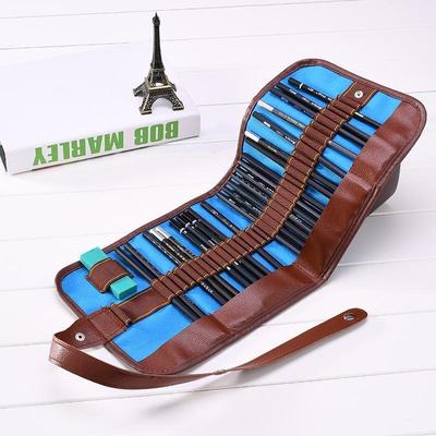 Blanc Drawing Material 36/48 Hole Rolling Pen Curtain Canvas Pen Bag Sketch Color Pencil Bag Painting Stationery Bag Factory