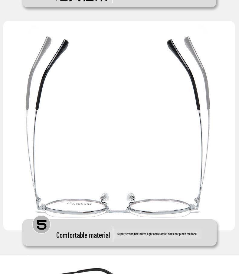 Ultra-light Retro Titanium Polygon Eyeglass Frames with Plano Lenses for Students