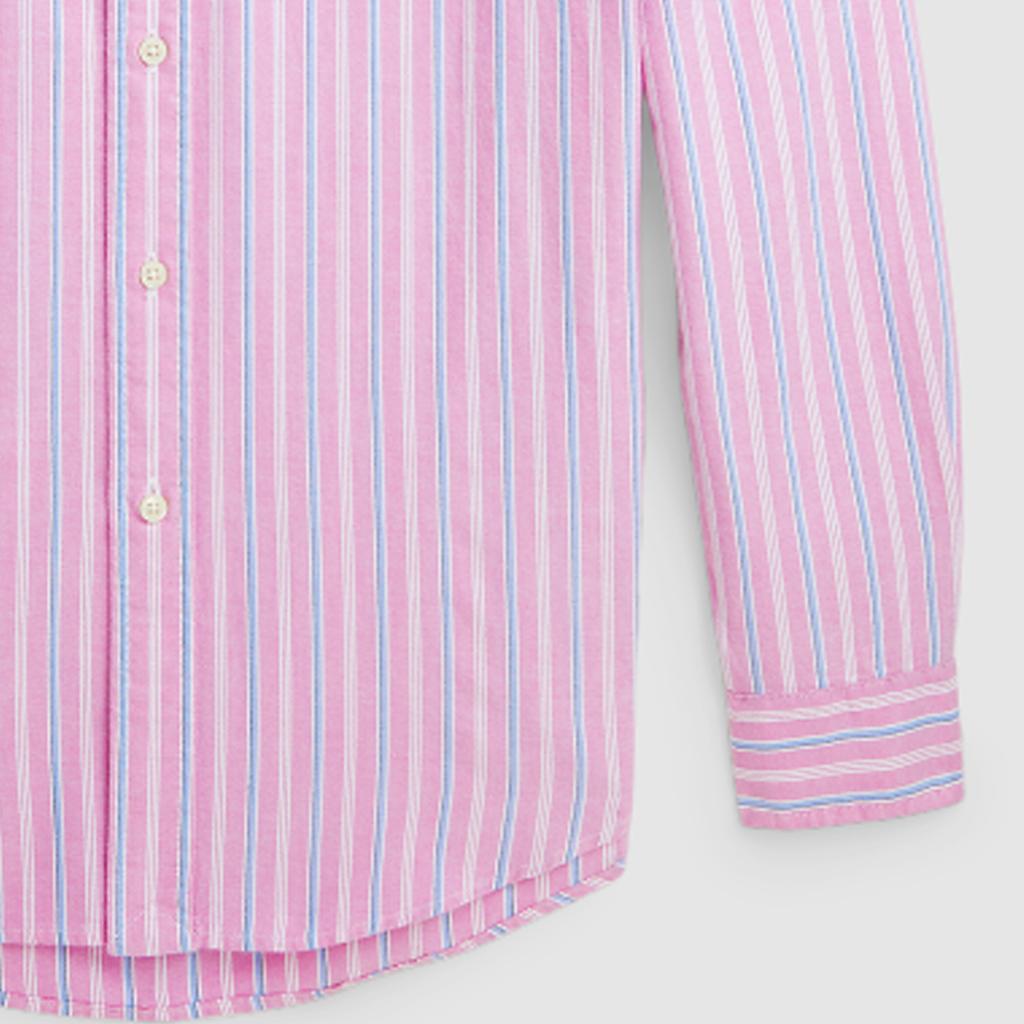 Polo Ralph Lauren SS24 Striped Logo Long Sleeve Point Collar Button Down Shirt Men Shirts Pink MNPOWOV16823518-650