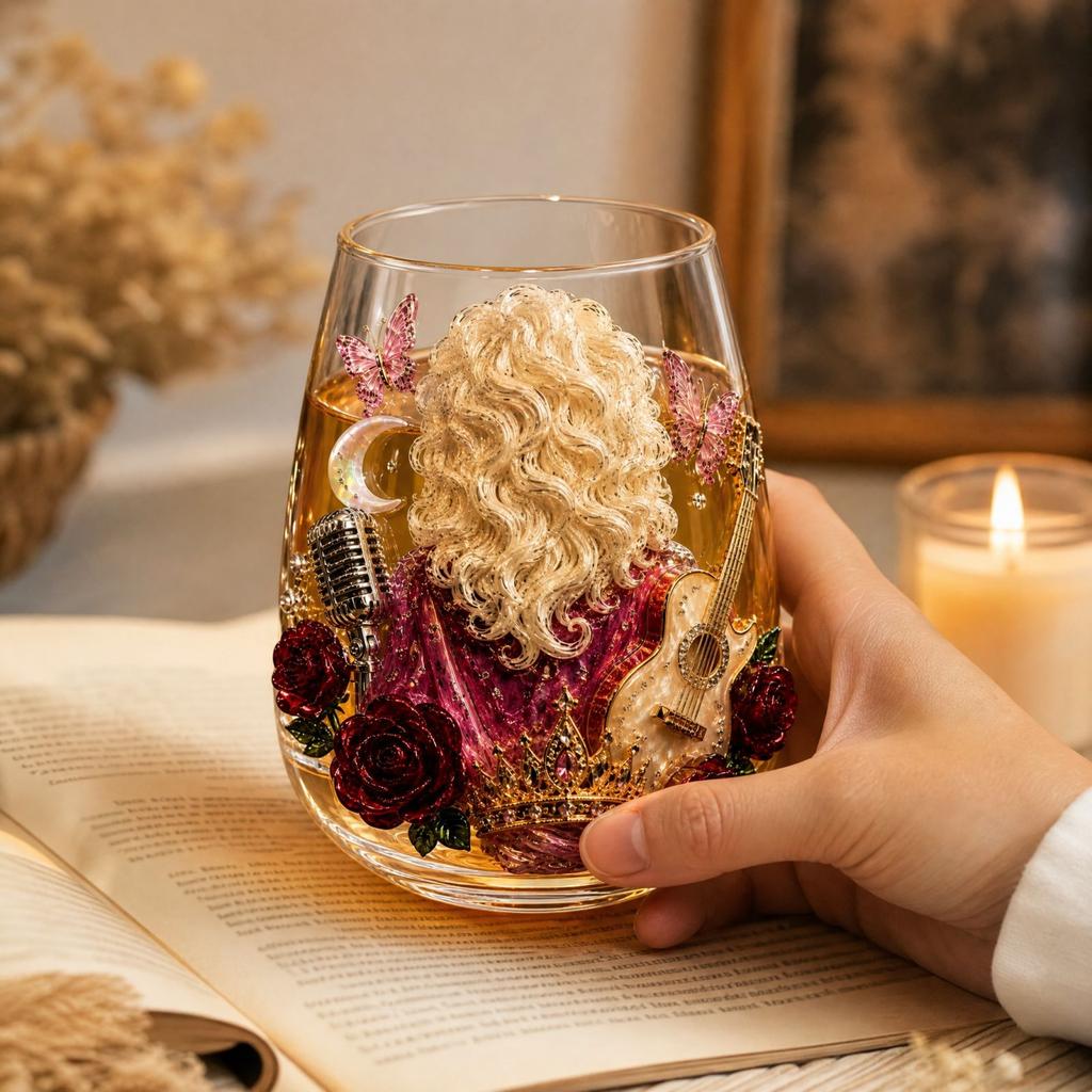 Glass Cup with 2D Printed Design for Home and Kitchen