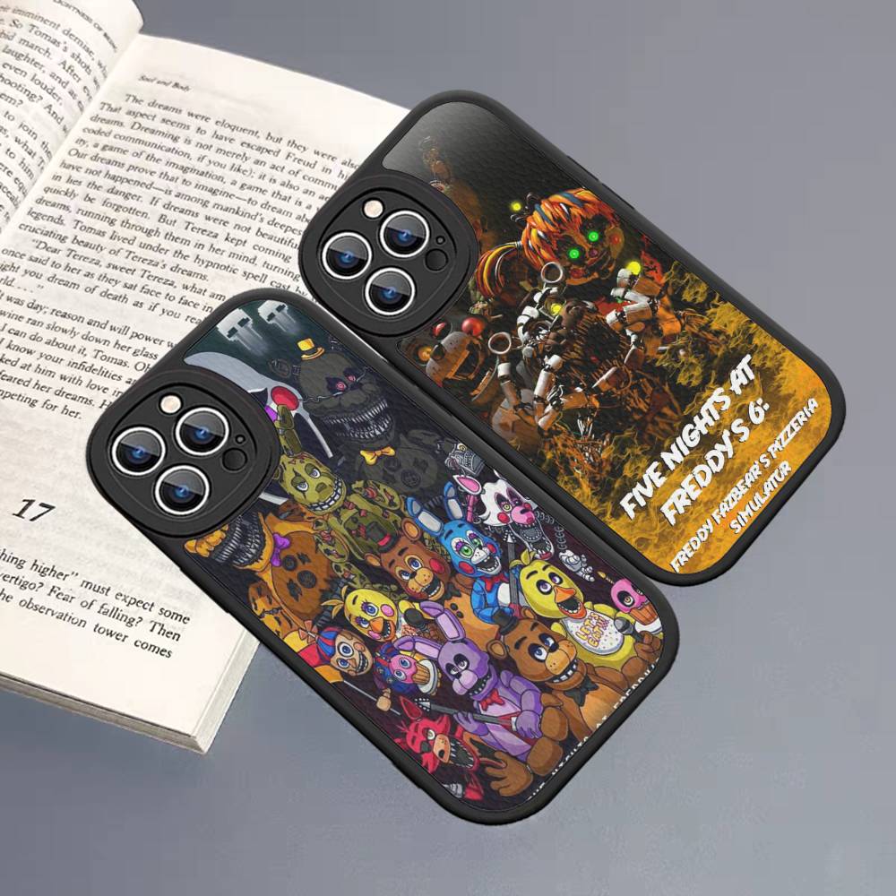 Amine Fnaf Five-nights-At-Freddys Phone Case For IPhone 16 15 14 11 12 13 Pro Max Plus Back Leather Shell