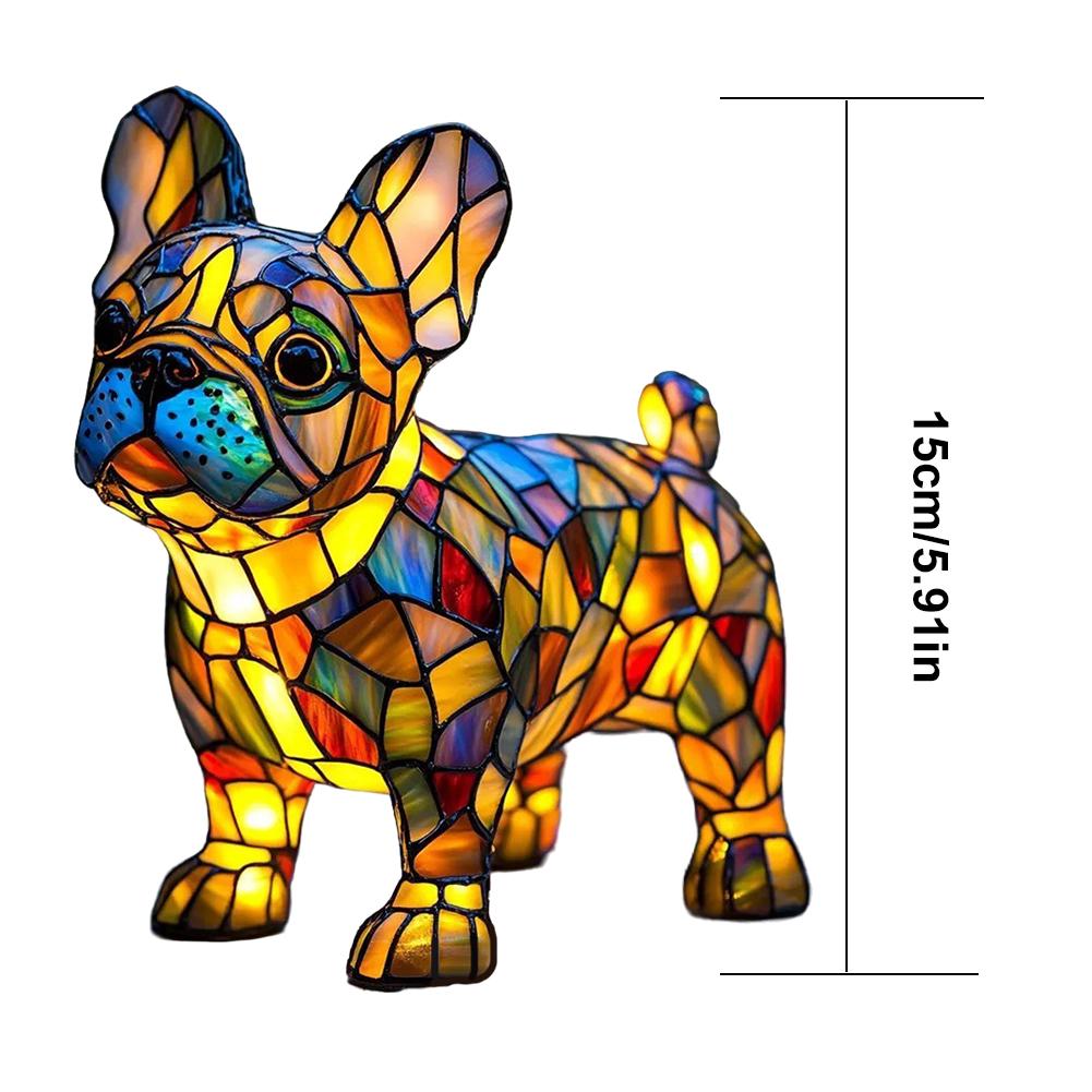 Dog Lamp Stained Resin Dog Tabletop Night Light Vintage Night Light Animals Sculpture for Bedroom and Living Room Decoration