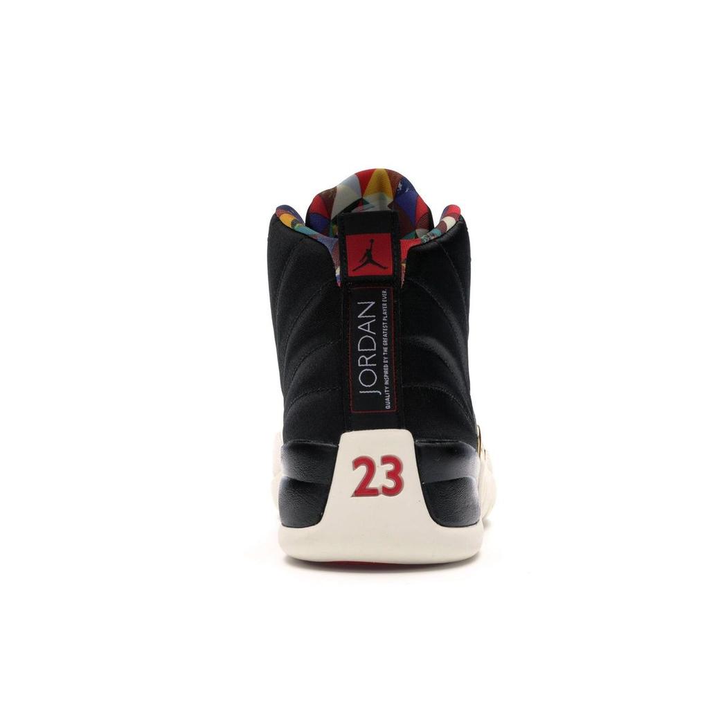 Air Jordan 12 Retro Chinese New Year 2019 Men Sneakers Black Sail-Metallic-Gold-True-Red CI2977-006