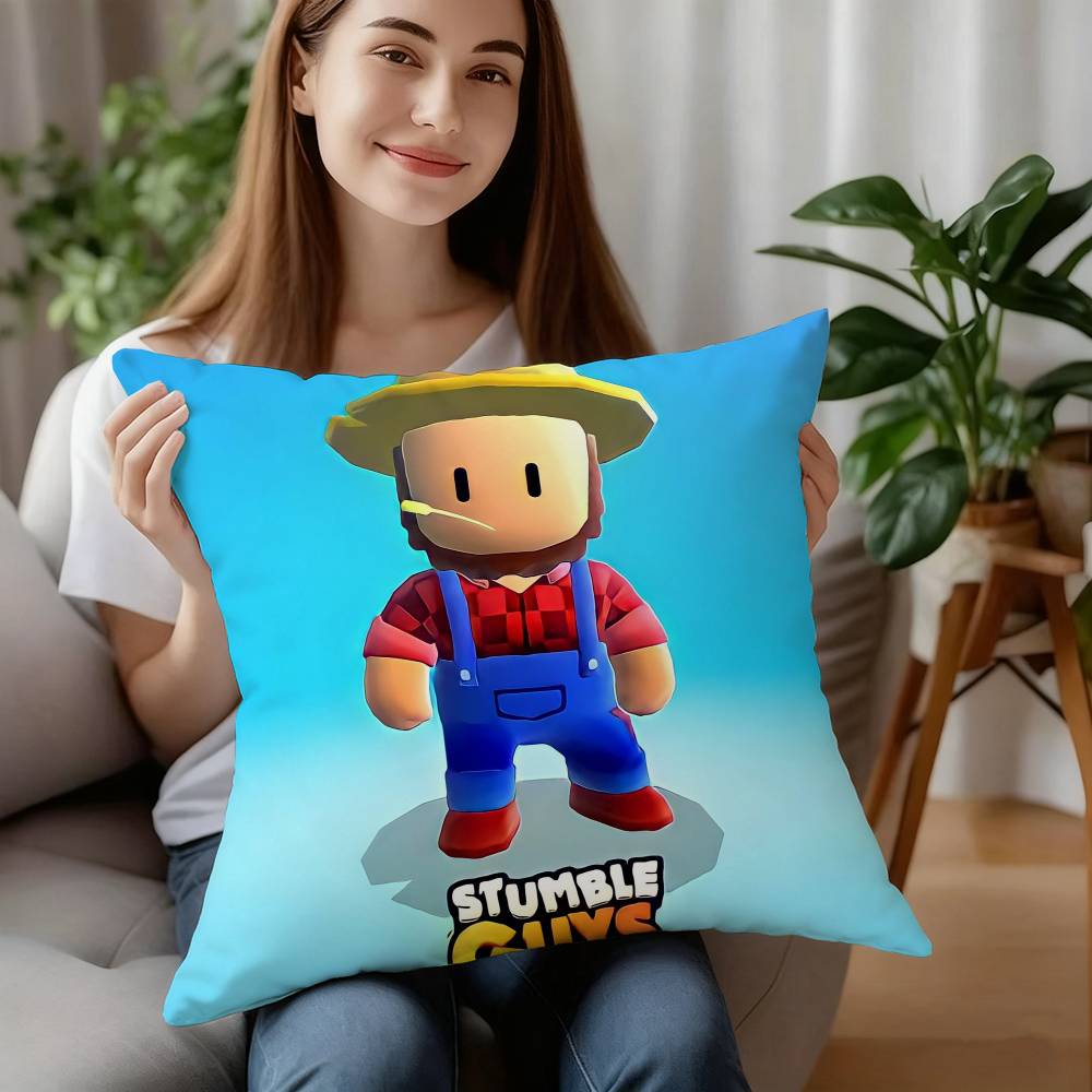 Pillow Sleeping Game S-Stumble Guys Ornamental Pillow Case Short Plush Sofa Decorative Gift Home Double-sided Printing Cushion