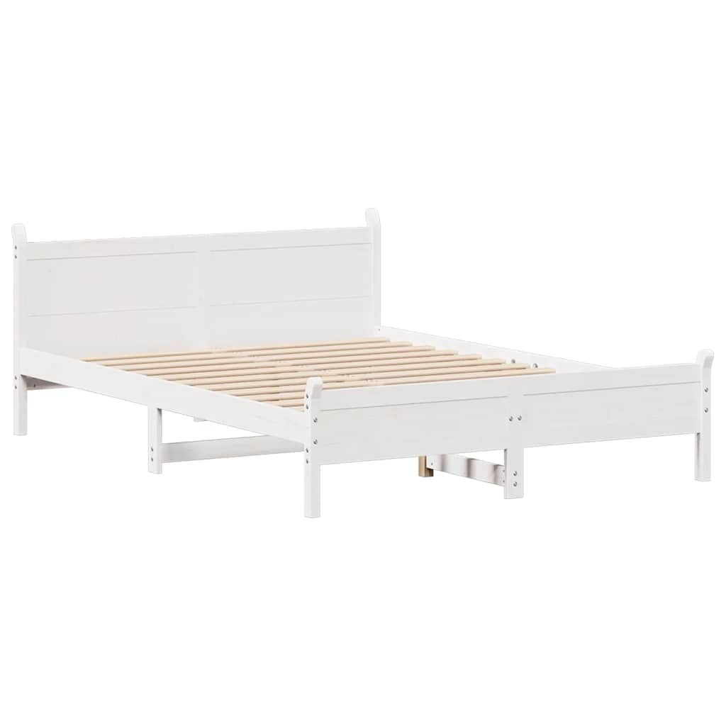 Vidaxl Bed Frame Without Mattress, White, 150X200 Cm, Solid Pine Wood