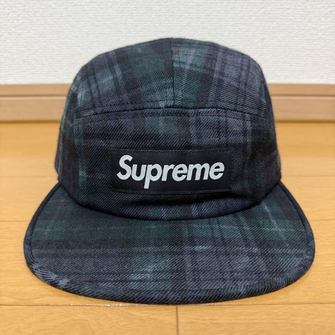 

[USED] Supreme Plaid Camp Cap Black 16aw