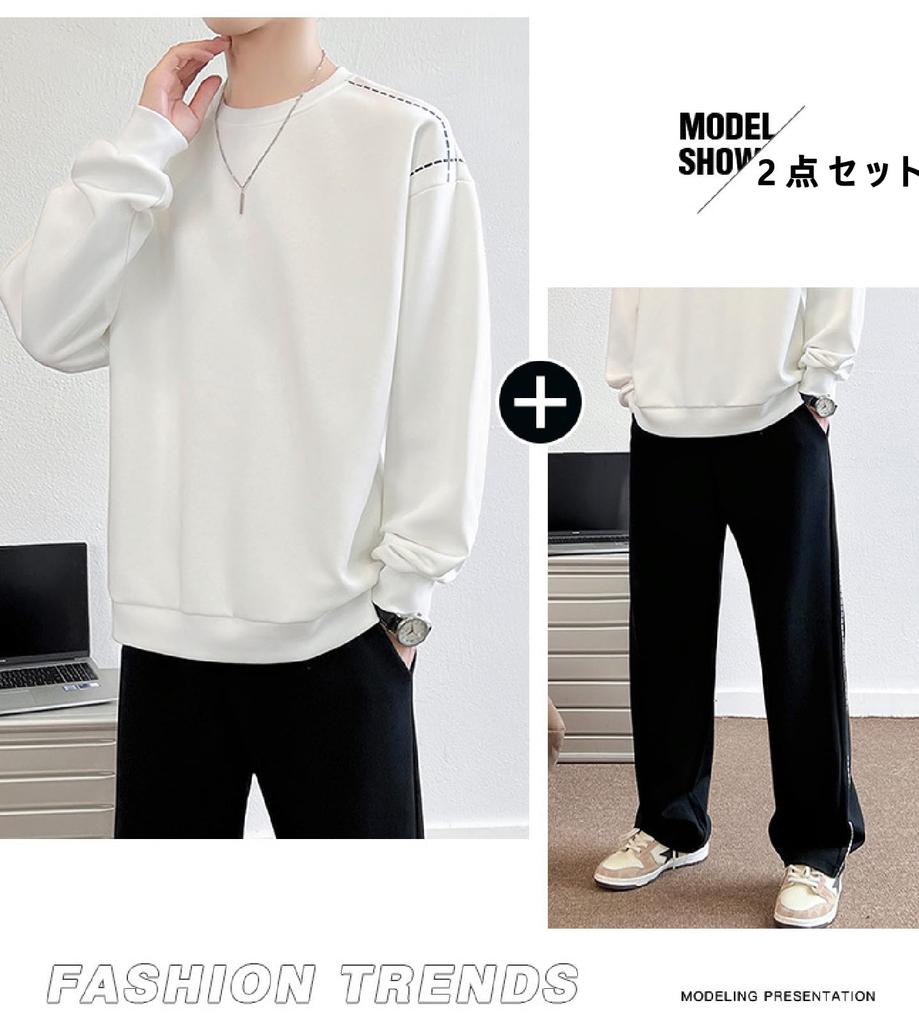 ANONIE Sweatshirt and Hoodie Soft and Korean Perfect for and Size M Men's Set, Comfortable, Style, Spring, Autumn, Winter, White,