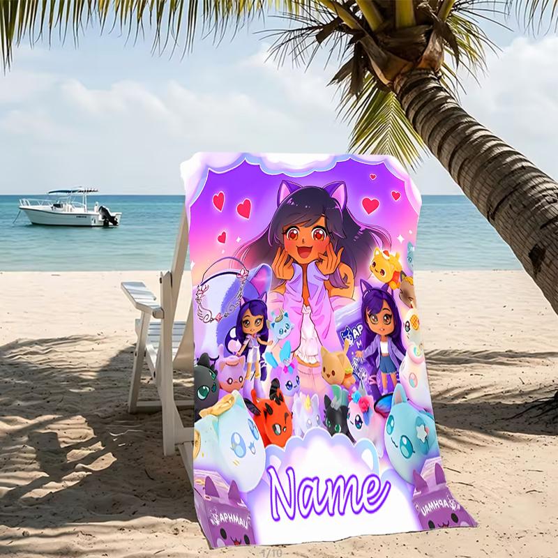 Customizable personalized beach towels Aphmau themed designs.Suitable for the beach, yoga, sports;ideal as beach accessories