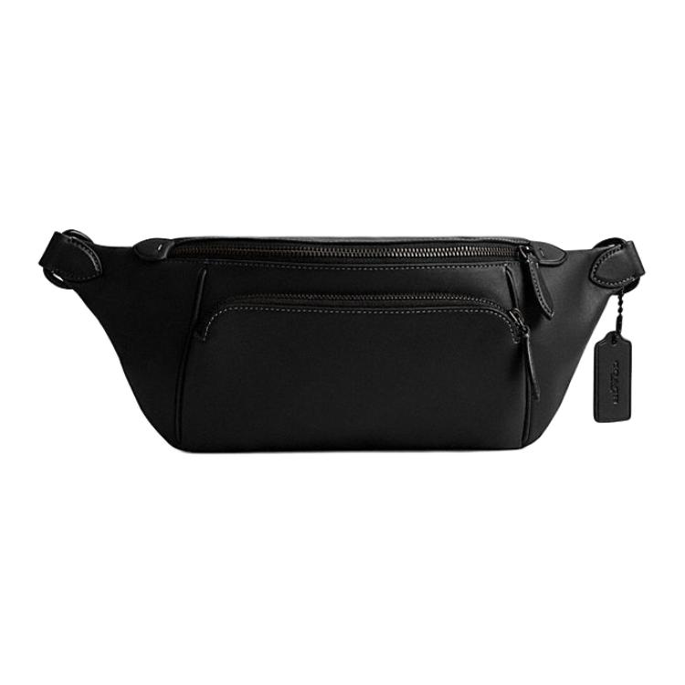 

Coach League 36 Fashion Minimalist Zipper Closure Smooth Leather Waist Bag Large Men Waist Bag Black CU016-BLK Basic Set (Bag+Dust Bag)