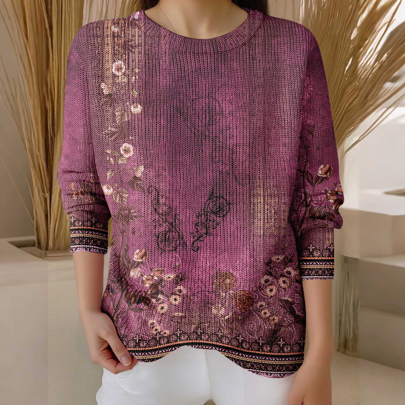 

Пуловеры с длинным рукавом для женщин, с круглым вырезом, повседневные, милые, с принтом, вязаные, оверсайз XL