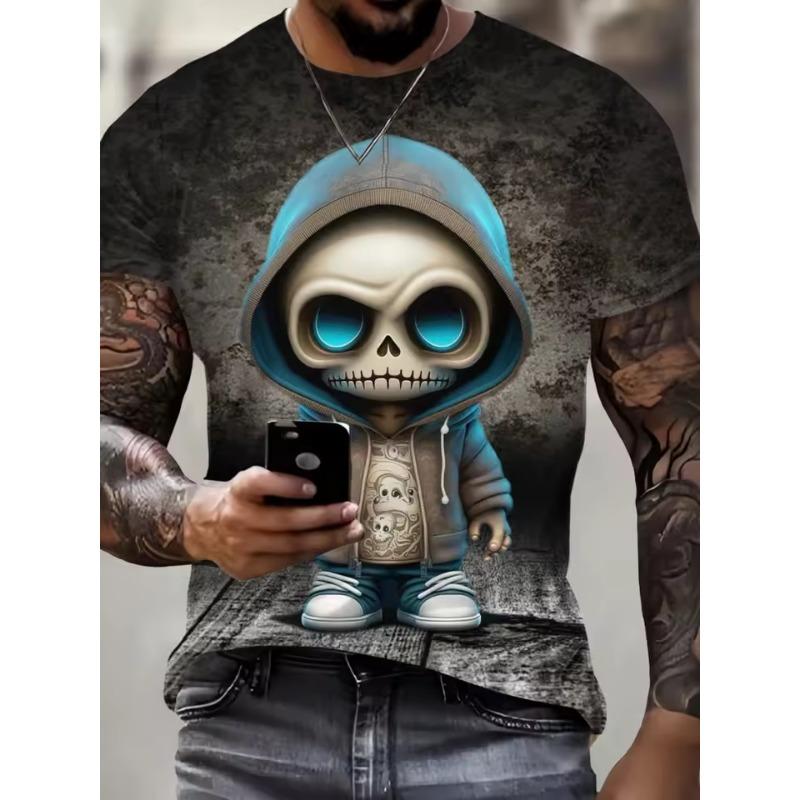 

Men s Shirt New T-Shirt Cute Skull 3D Printed Tops Summer Street Fashion Casual Sport Style Design Big Size Loose Men s T-Shirt 6XL