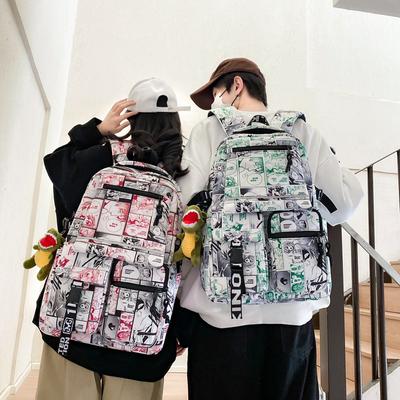 Graffiti Print Student Schoolbag Boys Large Capacity Backpack Girls Campus Backpack