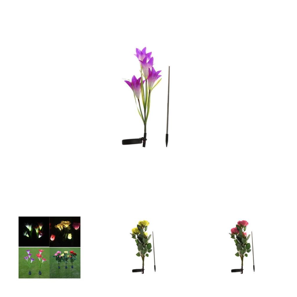 Premium Quality Solar Power Lily Rose Flower Garden Stake Lamp For Outdoor Elegance