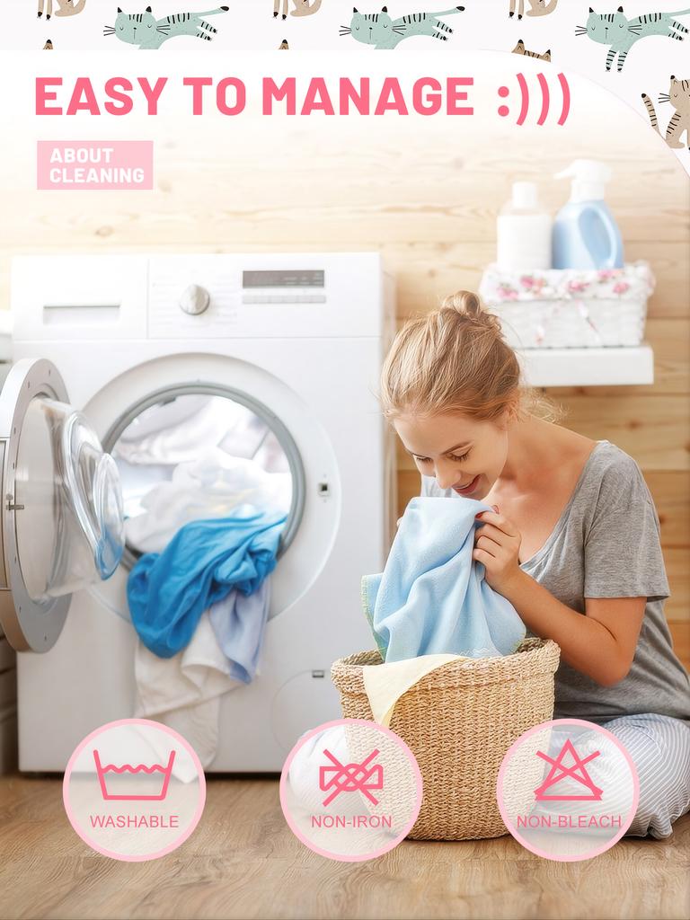 1 Cartoon Cute Animal Cat Printed Matte Fitted Sheet, Bedroom Printed Bed Cover, Bedding (Excluding Pillowcases)