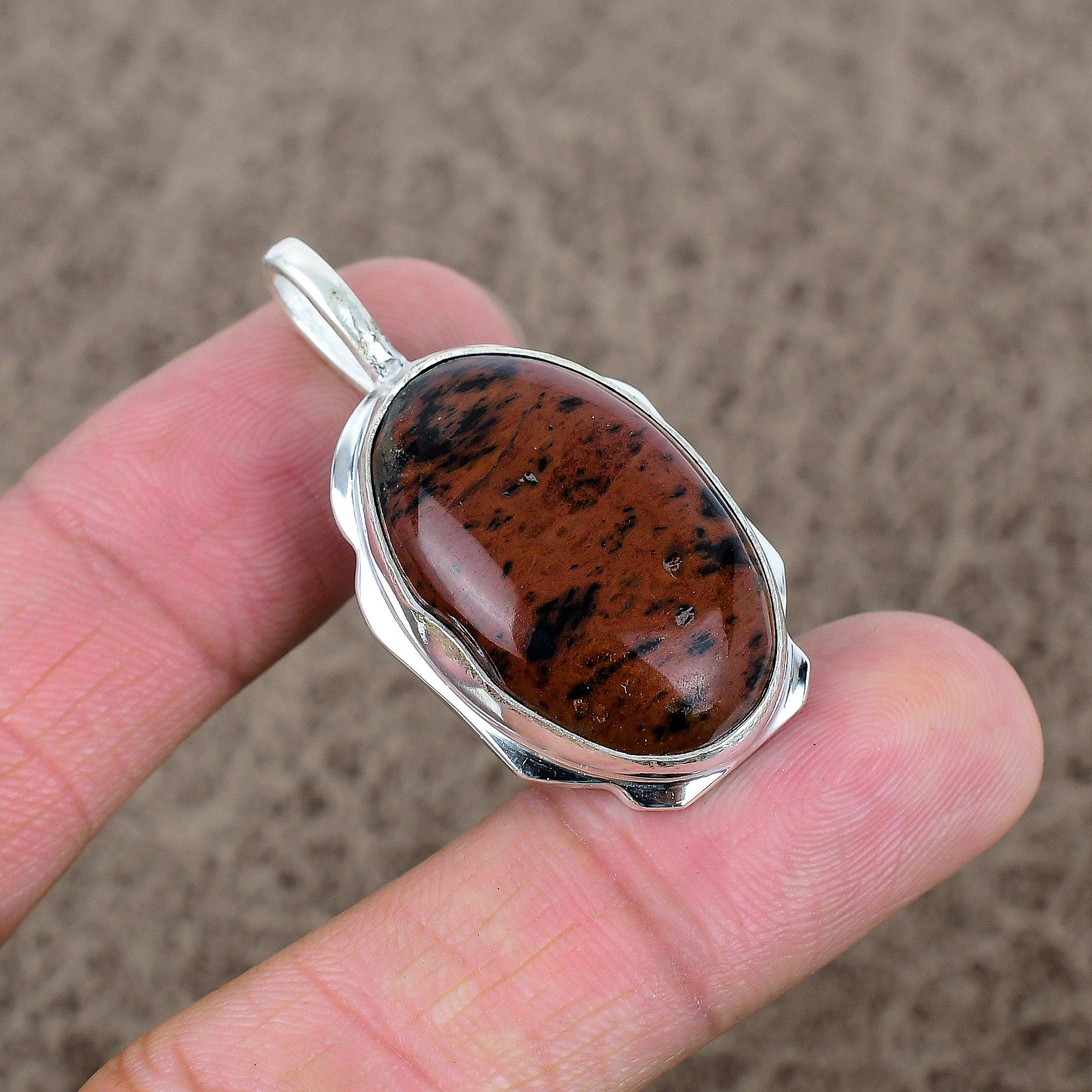 

Mahogany Obsidian Gemstone 925 Sterling Silver Jewelry Pendant 1.73 KKG-377