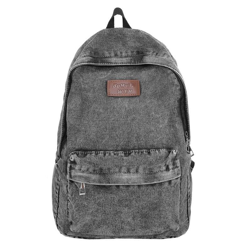 Schoolbag retro denim backpack women's 1011 new large-capacity casual Korean version old schoolbag student class backpack