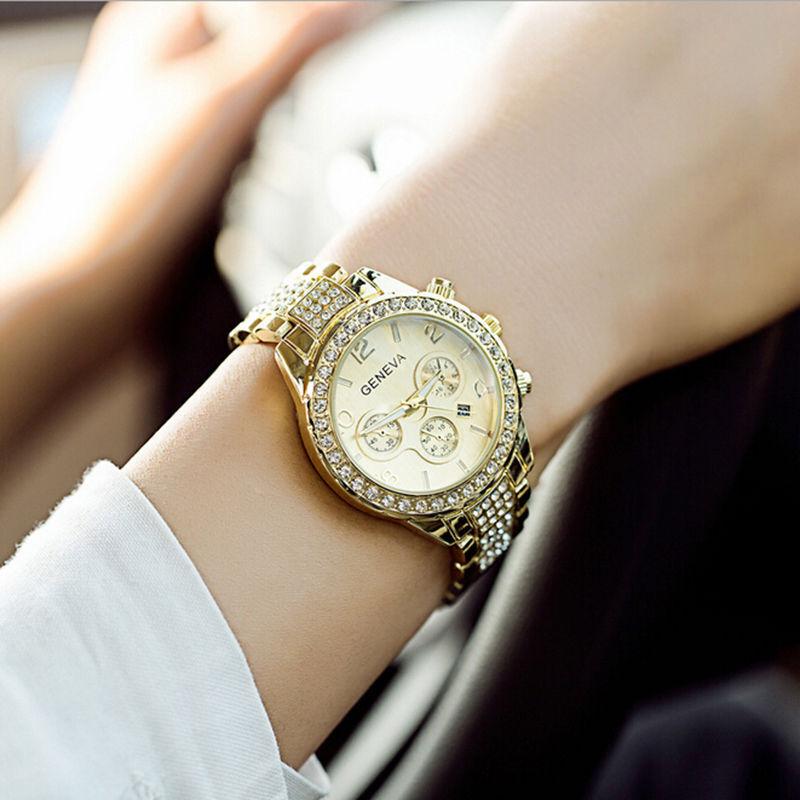 Stainless New 2019 Steel Luxury Women Crystal Quartz Analog Wrist Watch Fashion