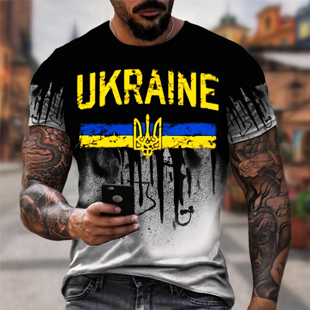 2025 Men's T-Shirt Ukrainian T-Shirt 3d Men's Ukrainian Army Badge T-Shirt Ukrainian Flag Short Sleeve T-Shirt