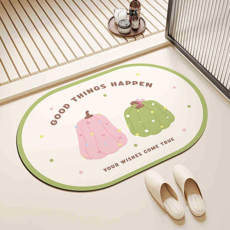 Cute Cartoon Bathroom Floor Mat Diatom Mud Anti Slip Foot Mat Bathroom Shower Room Water Absorption Quick Drying Foot Mat