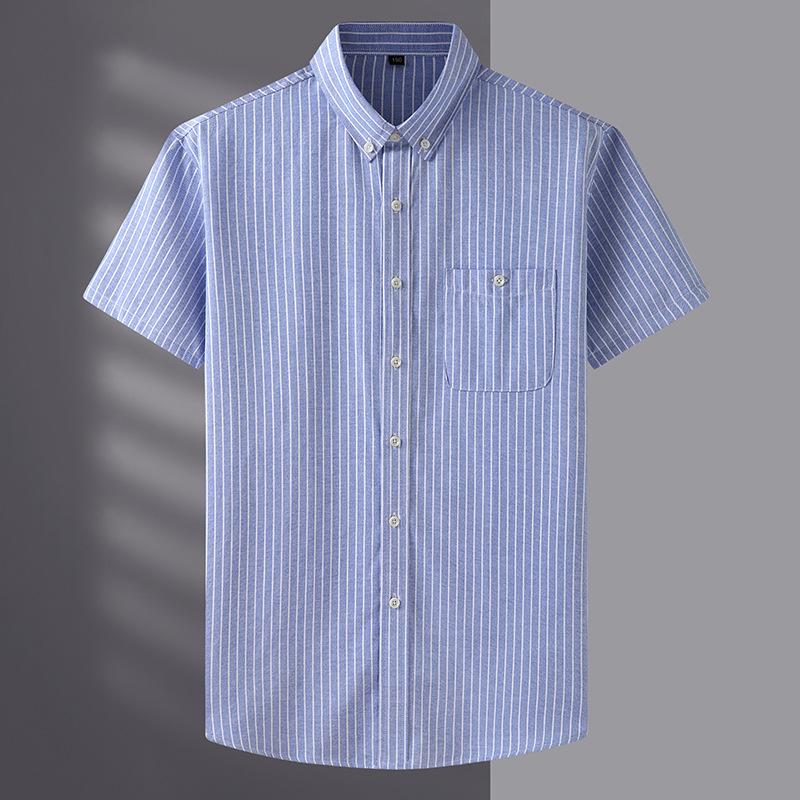 Men's Plus Size Summer Striped Short Sleeve Loose Casual Shirt