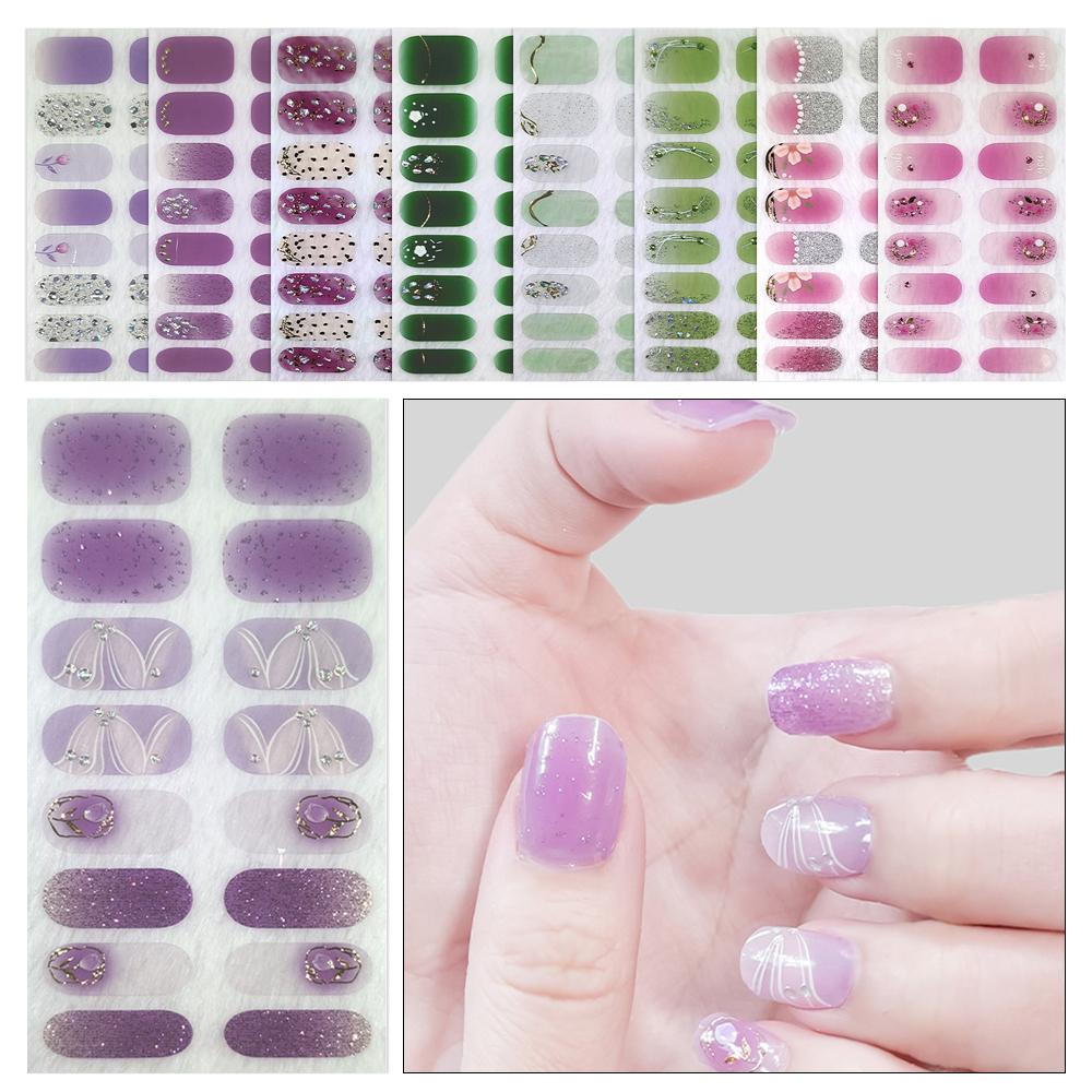 

3D лак для ногтей, обертывания, наклейки для дизайна ногтей, 16 полосок, набор гелевых наклеек для ногтей, наклейки для французского маникюра, салон