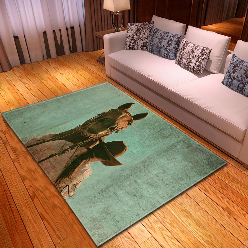 Modern Decor 3D Horses Pattern Carpet Sofa Area Rug Anti-slip Mats Bedside Kitchen Rugs Children Play Carpets for Living Room