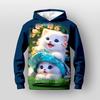 Girls' 3D Floral Cartoon Cat Hoodie Long Sleeve 3D Print Fall Winter Active Fashion Cute Kids 3-12 Years Outdoor Casual Daily Regular Fit