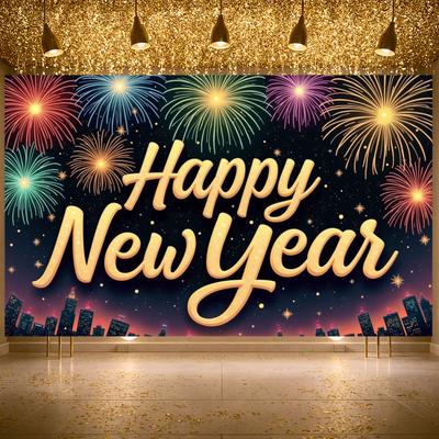 Festive Backdrop Night Sky Background Holiday Background Yearly Display Golden Lettering Happy New Year Banner For Holiday Home