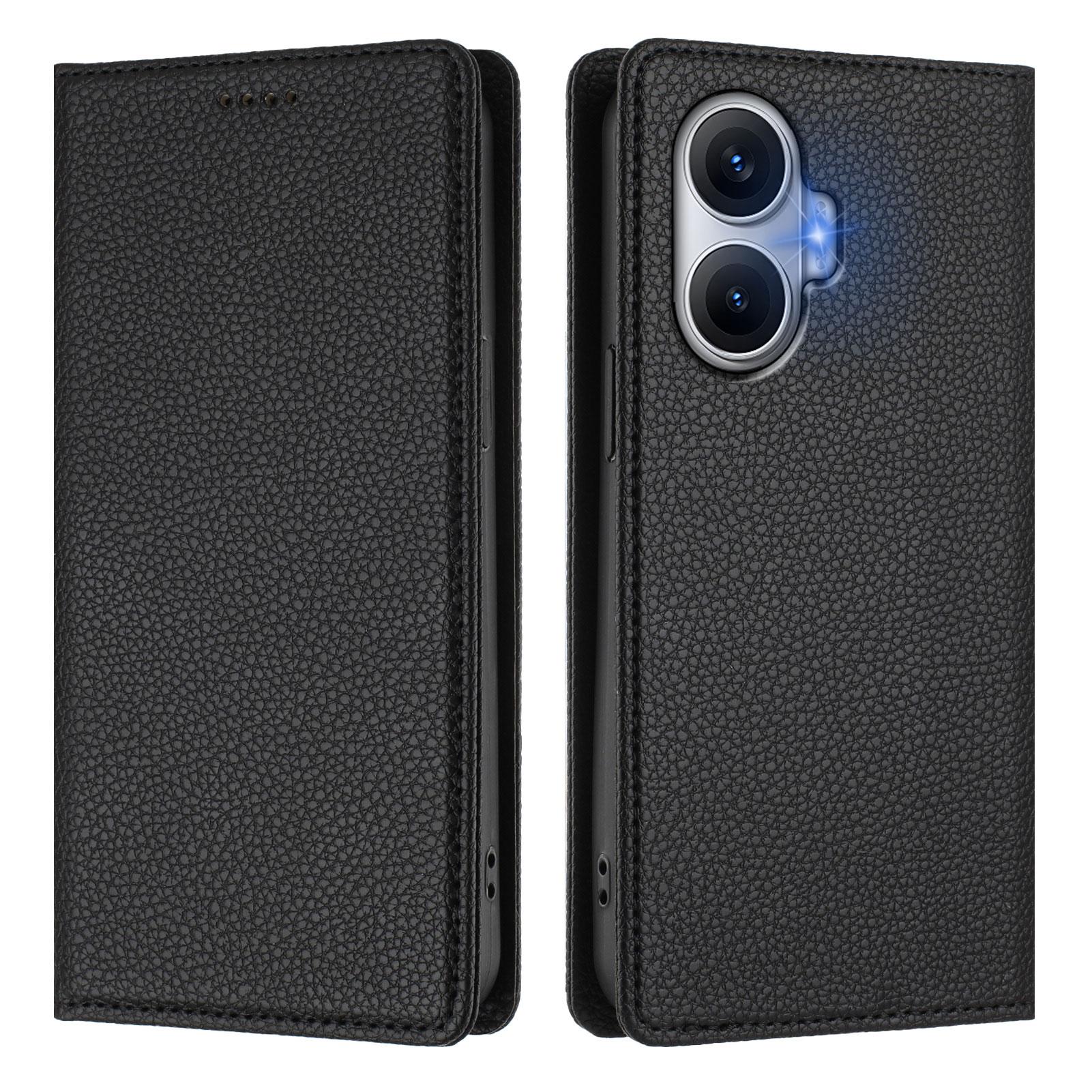 

For Xiaomi Redmi Turbo 4 Pro 5G Wallet Case RFID Blocking Litchi Texture Leather Mobile Cover Black