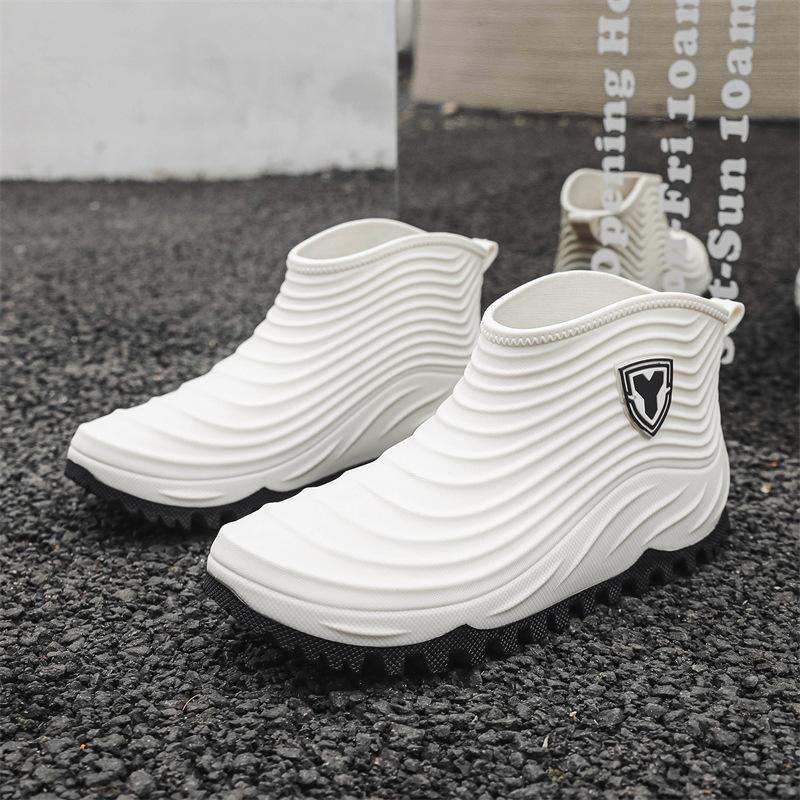 Stijl Mode Regenlaarzen Korte Schacht Heren Antislip Slijtvast Zeevissen Waterschoenen Plus Velvet Waterdichte Regenlaarzen