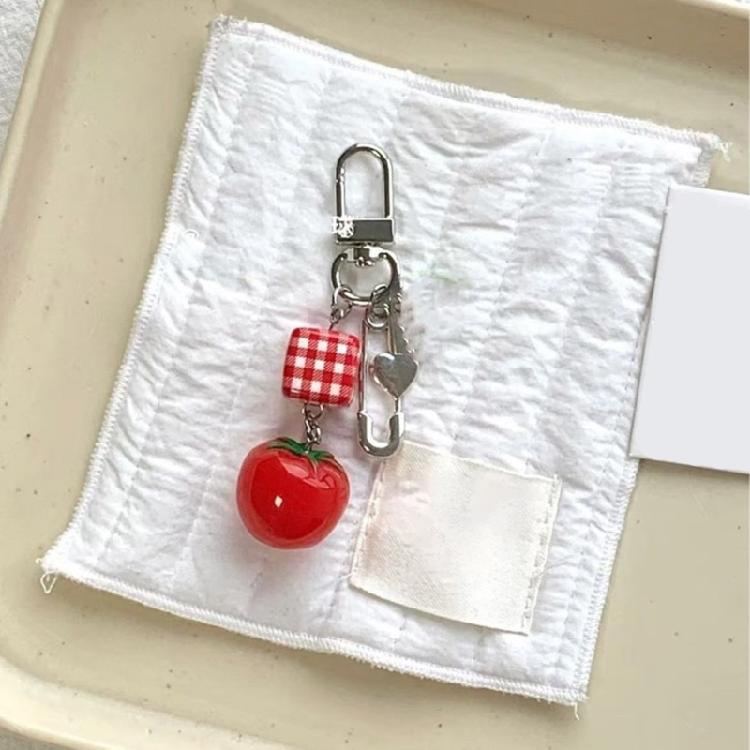 Trendy Tomato Keychain Decorations Delicate Alloy Tomato Cellphone Charm Portable Hangings Decoration for Bag Purse