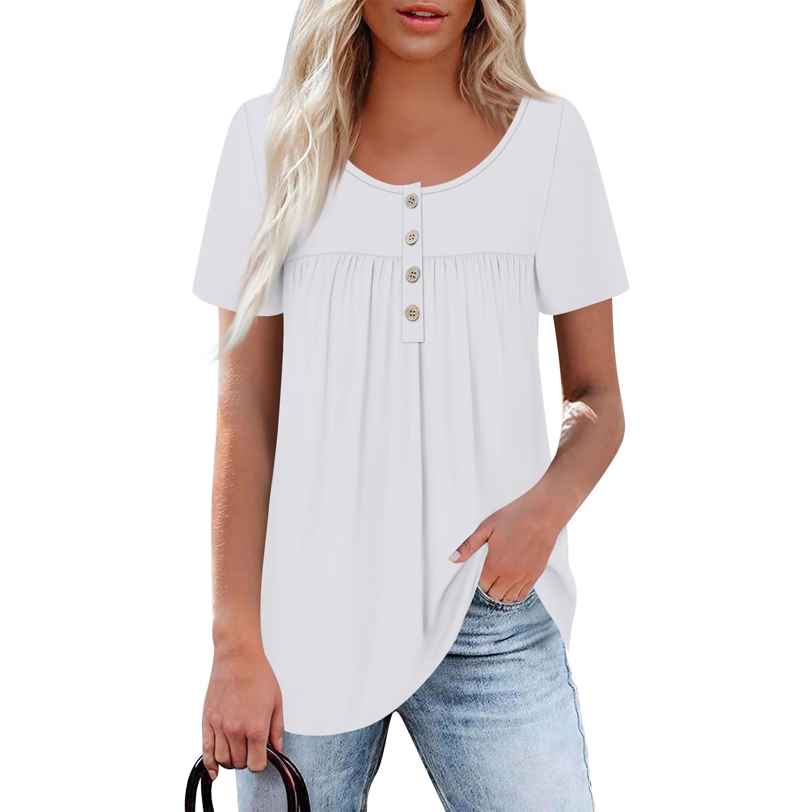 

Женский повседневный топ с круглым вырезом, коротким рукавом, воротником на пуговицах, оборкой на груди, однотонный топ XL белый
