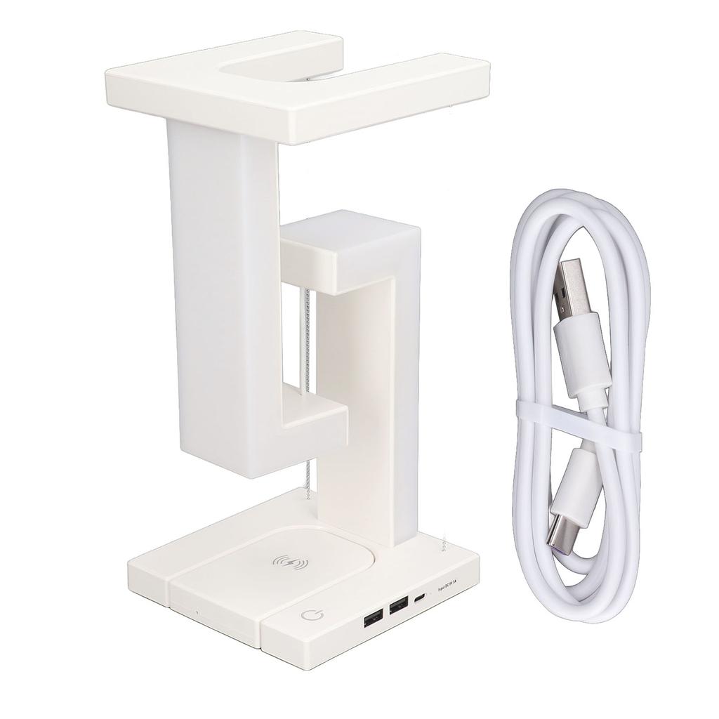 Magnetic Levitation Night Light 3 Gears Touching Switch LED Table Lamp with Phone Wireless Charging White