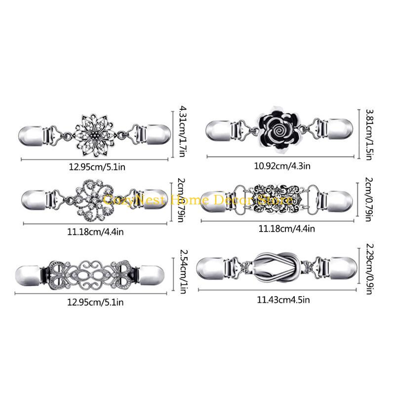 92MF Cardigan Collar Clip Scarf Collar Clip Sweater Shawl Clip Cardigan Brooch Safety Pin For Women Sweater Scarf Shawl Dress