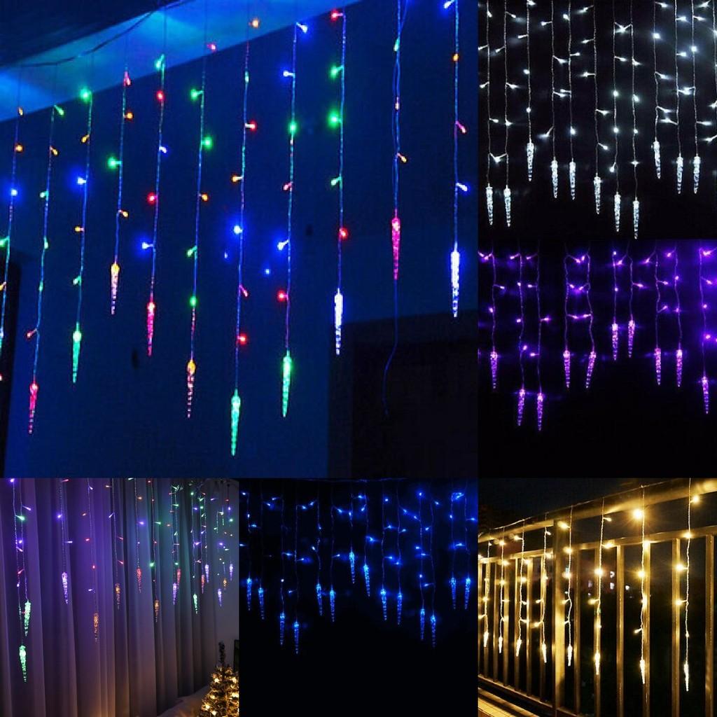 96 35m Led Icicle Hanging Curtain Window Light Fairy String Xmas Decors Home