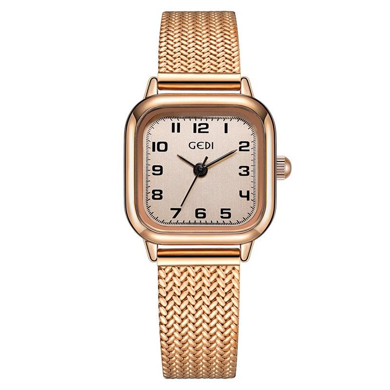 Simple Small Sugar Cube Women'S Watch, High-End Wheat Ear Belt, Medieval Watch Women'S Waterproof Stainless Steel Quartz Watch