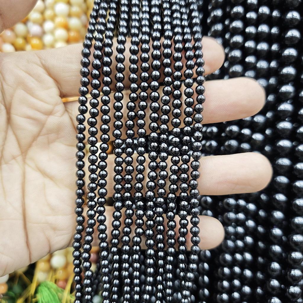 Naturalne Brazylskie Czarny Turmal Kostki Okrągłe Koraliki do Bransoletek DIY