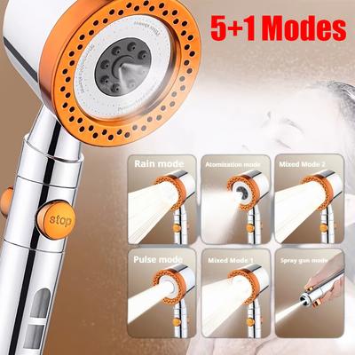 5 Getti Soffione Doccia Spa ABS Portatile Alta Pressione Grande Portata Soffioni Doccia Filtrati con Pulsante di Arresto Ugello Universale per Bagno