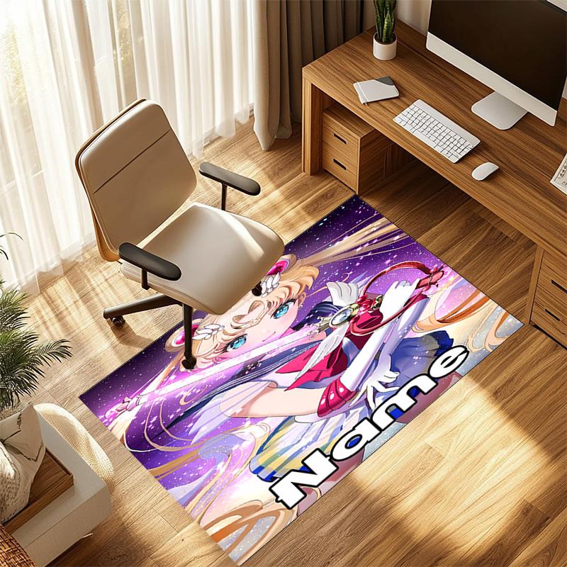 Customizable Name Sailor Moon Mat-Non Slip Backing,Suitable for Living Room, Bedroom,Bathroom-Soft,Durable,Perfect Gift