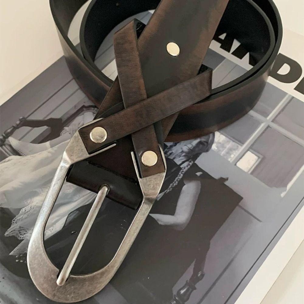 Pu Leather Cross Waist Belt Vintage Dress Jeans Belt Retro Women's Belt  Spicy Girls