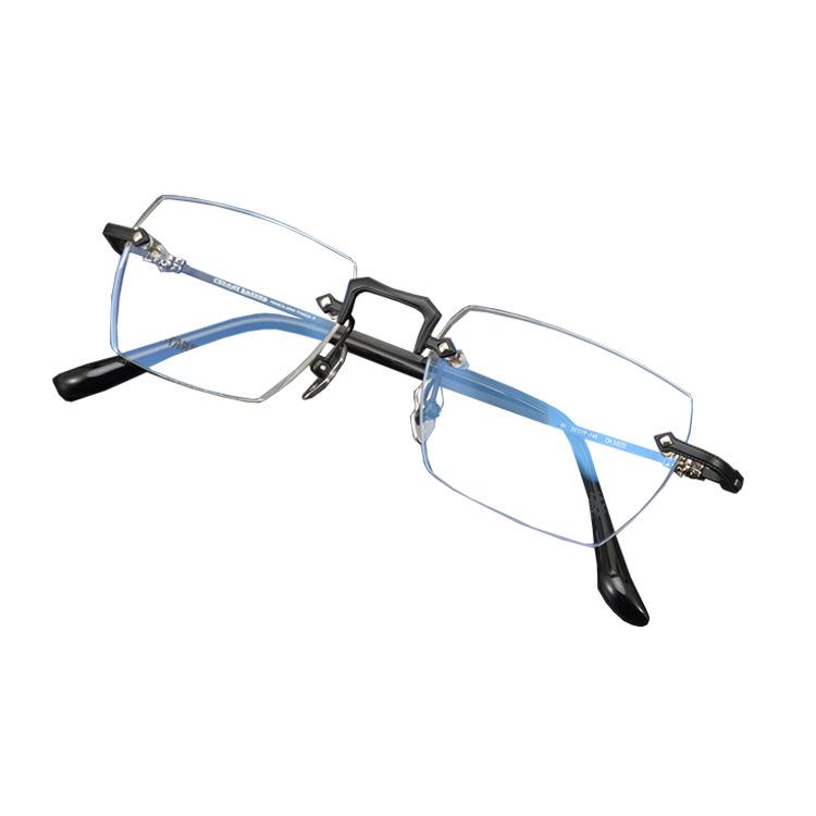 Rimless Pure Titanium Glasses Frame with Blue Light Blocking for Men & Women, Model CH5800