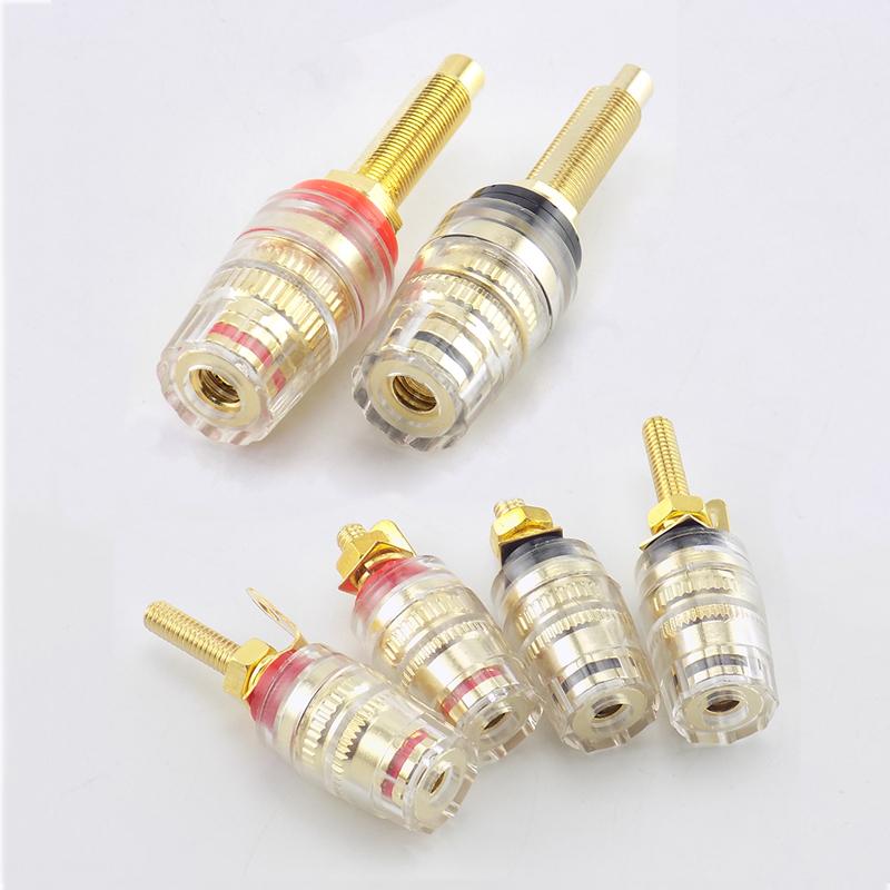 4MM 1pair Red+black Banana Plug Socket Jack Connector Thread Medium Amplifier Speaker Terminal Binding Post Audio