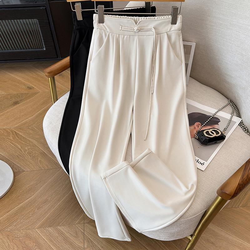 

Plus Size Women s High-Waisted Loose Fit Nine-Point Straight-Leg Pants for Spring and Summer 3XL чёрный