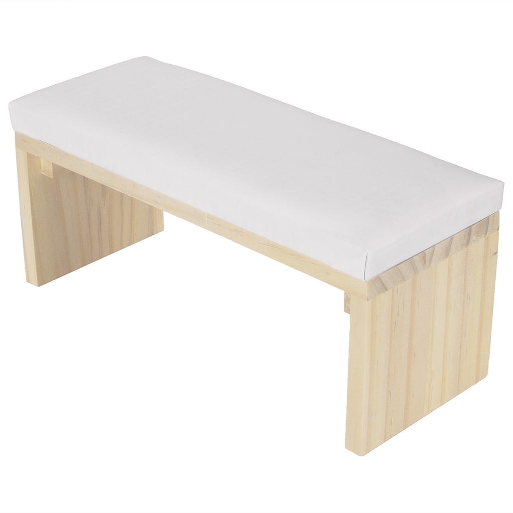 Nail Art Hand Pillow Mat Soft PU Leather Wooden Stand Arm Rest Cushion for Nail SalonWhite