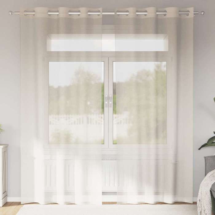 VidaXL Sheer Curtains with Eyelets 2 Pcs Cream 140x245 Cm, Net Curtain, Transparent Curtain, Window Voile, 4102074